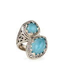 Turquoise & Rock Crystal Doublet Bypass Ring