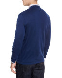 Cashmere-Silk Crewneck Sweater, Navy