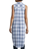 Jordyn Check Sleeveless Tunic, River/White Check