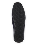 Chevron Laced Suede Driver, Navy