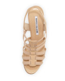 Iaggia Patent Wedge Sandal, Nude