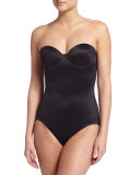 Sheer Bodybriefer Strapless Shaping Bodysuit, Black
