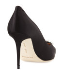 Nadira Jeweled Satin 90mm Pump, Black