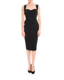 Sweetheart-Neck Crisscross-Back Dress, Black