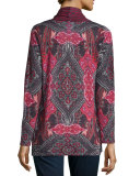 Superfine Bordeaux Paisley Open Cashmere Cardigan, Red/Aubergine