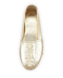 Leather Logo Espadrille Flat, Platino