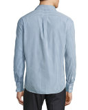 Check Woven Sport Shirt, Medium Blue