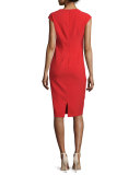 Cap-Sleeve Crisscross Sheath Dress