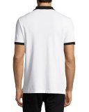 Camberwell Contrast-Trim Cotton Piqué Polo Shirt, Black/White