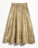 Tinsel-Fringe Full Midi Skirt, Warm Silver