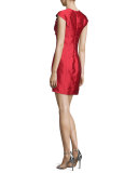 Cap-Sleeve Embellished Cocktail Dress, Raspberry