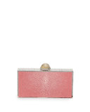 Perfect Rectangle Stingray Clutch Bag, Silver/Pink