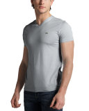V-Neck T-Shirt, Silver-Gray