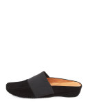 Iso Stretch-Panel Suede Mule, Black