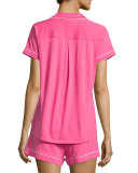 "Shhh!" two-piece shorty pajama set, pink swirl