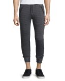 Textured Knit Drawstring Jogger Pants, Black