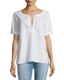 Lace-Up Poplin Top