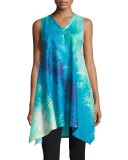 Floral Stream Printed Lounge Tunic, Blue Multi