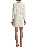 The Painter Long-Sleeve T-Shirt Dress, Cream Duet Stripe
