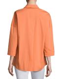 Baldwin 3/4-Sleeve Cotton-Stretch Blouse 