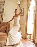 Strapless Structured Crepe Gown, Off White