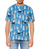 Jazz-Print T-Shirt, Light Blue