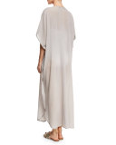 Athenee Embroidered Caftan Coverup, Gray