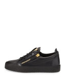 Men's Leather Low-Top Sneaker, Black