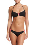 Bondi Reversible Swim Top, Noir/Silver/Pink