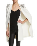 Zoey Embellished-Shoulder Cape, Ivory