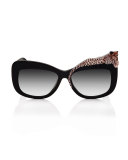 Rose et la Mer Square Sunglasses, Black