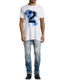 Bleached & Water-Treated Denim Jeans, Indigo