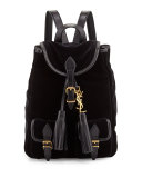 Festival Small Velvet Backpack, Black