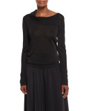 Bennett Fold-Over Collar Top, Black