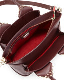 Eloise Small Leather Spike Tote Bag, Bordeaux
