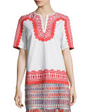 Isla Short-Sleeve Embroidered Tunic