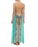 Embellished Low-Back Long Coverup Dress