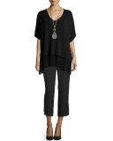 Half-Sleeve Silk Jersey Blouse 