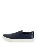 Ace Perforated Leather Slip-On Sneaker, Navy
