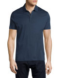 Knit Polo Shirt w/Contrast Placket, Navy