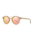 St. Louis Round Mirrored Sunglasses, Pink