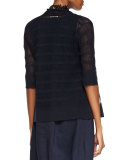 Linen Striped Cardigan, Ink, Women's 