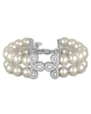 Two-Row Pearly Bead Bracelet, White