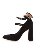Lilia Bow Suede 100mm Pump, Black