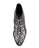 Kori Studded Leather Lift-Heel Bootie, Black