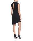 Embellished Silk Wrap-Front Long Dress, Black