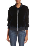 Velvet Bomber Jacket, Navy