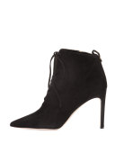 Becca Suede Lace-Up Bootie, Black