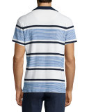 Terry Towel Striped Short-Sleeve Polo Shirt