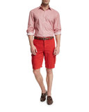 Linen Cargo Shorts, Red